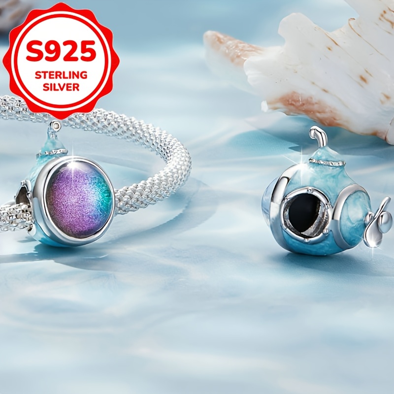 Women's Iridescent Submarine Beaded Necklace with S925 Sterling Silver